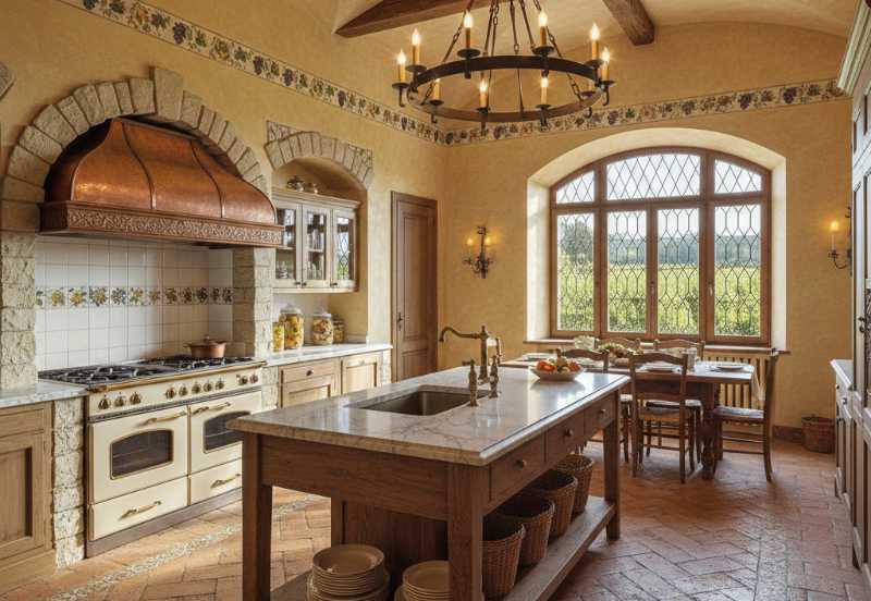 Luxurious Tuscan-style kitchen remodel